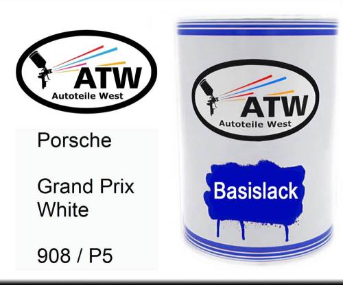 Porsche, Grand Prix White, 908 / P5: 500ml Lackdose, von ATW Autoteile West.